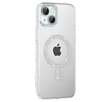 Apple iPhone 14 Move Taşlı Magsafe Kapak - Natural Grey