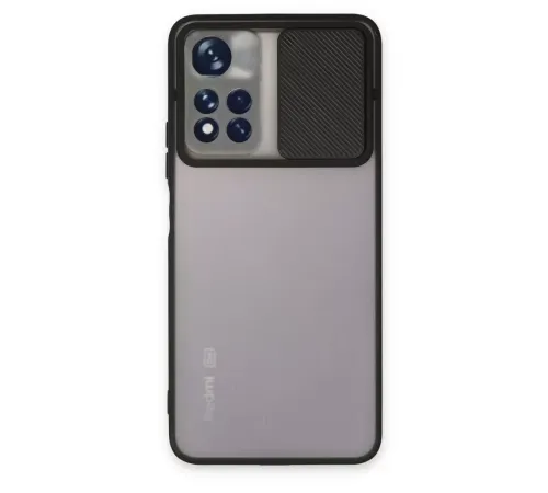 Redmi Note 11T Kılıf Palm Buzlu Kamera Sürgülü Silikon - Siyah
