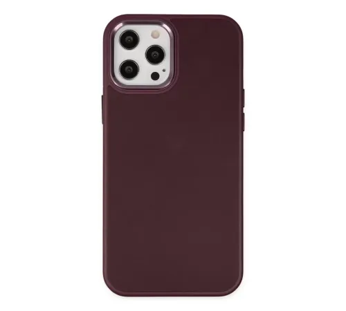 Apple iPhone 12 Pro Max Kılıf Asya Deri Silikon - Mürdüm