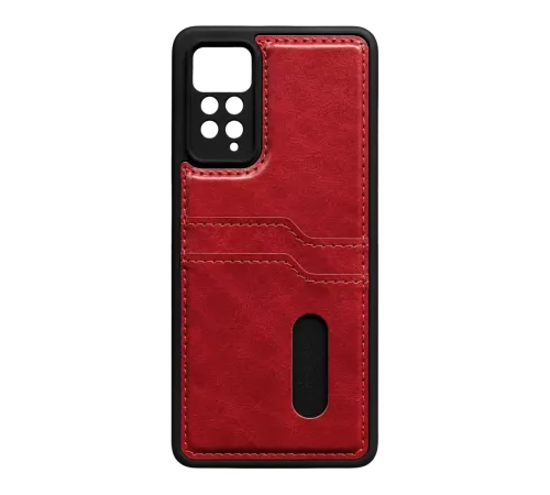 Redmi Note 12 Pro 4G Kılıf Sara Kartvizitli Deri Kılıf - Kırmızı