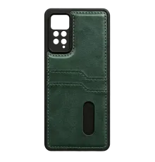 Redmi Note 12 Pro 4G Kılıf Sara Kartvizitli Deri Kılıf - Koyu Yeşil