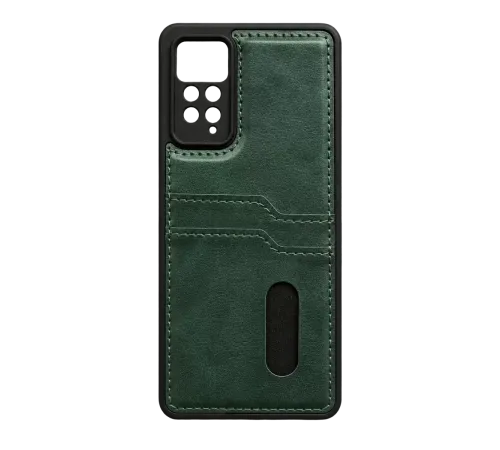 Redmi Note 12 Pro 4G Kılıf Sara Kartvizitli Deri Kılıf - Koyu Yeşil