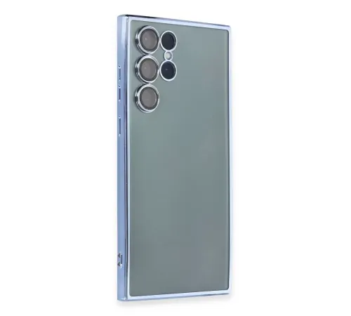 Samsung S22 Ultra Kılıf Lensli Silikon - Açık Mavi