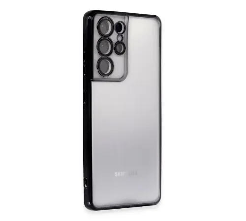 Samsung S21 Ultra Kılıf Lensli Silikon - Siyah