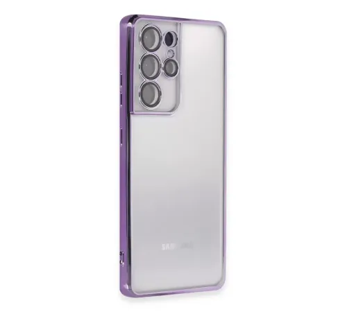 Samsung S21 Ultra Kılıf Lensli Silikon - Mor