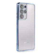 Samsung S21 Ultra Kılıf Lensli Silikon - Açık Mavi