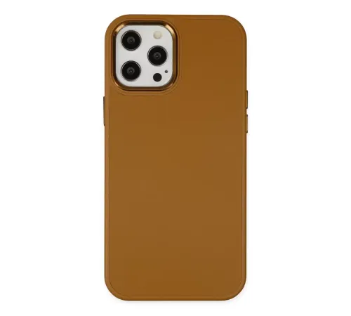 Apple iPhone 12 Pro Max Kılıf Asya Deri Silikon - Kahverengi
