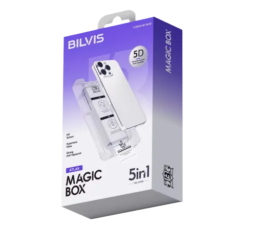Apple iPhone 12 Bilvis 5in1 3D Magic Cam Ekran Koruyucu - Siyah