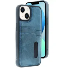 Apple iPhone 15 Sara Kartvizitli Deri Kılıf - Lacivert