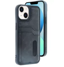 Apple iPhone 15 Sara Kartvizitli Deri Kılıf - Siyah