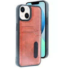 Apple iPhone 15 Sara Kartvizitli Deri Kılıf - Taba