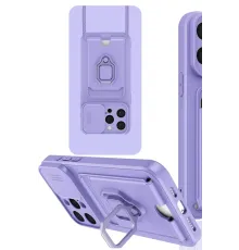 Apple iPhone 15 Pro Kılıf Zuma Kartvizitli Yüzüklü Silikon - Lila