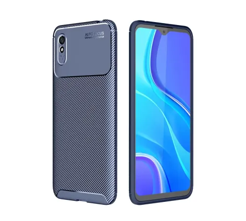 Redmi 9A Kılıf Auto Focus Karbon Kapak - Lacivert