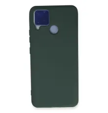 Realme C15 Kılıf Nano içi Kadife Silikon - Koyu Yeşil