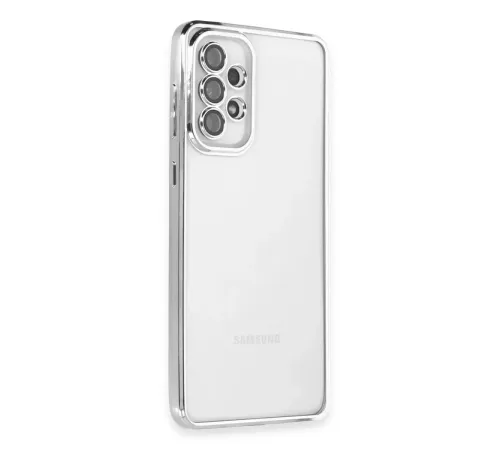 Samsung A53 5G Kılıf Lensli Silikon - Gümüş