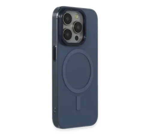 Apple iPhone 15 Pro Max Kılıf Anka PC Magneticsafe Sert Metal Kapak - Lacivert