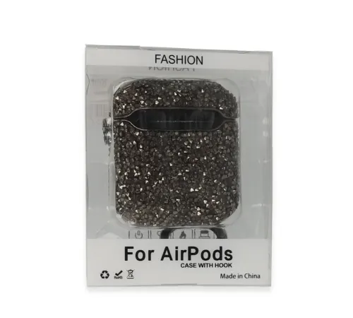 Apple Airpods 2 (2.nesil) Mira Taşlı Kılıf - Siyah