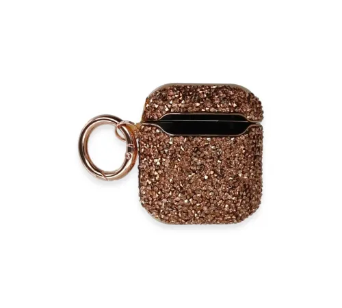 Apple Airpods 2 (2.nesil) Mira Taşlı Kılıf - Rose Gold