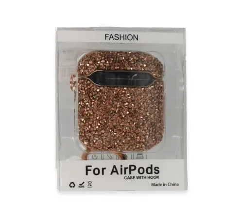 Apple Airpods 2 (2.nesil) Mira Taşlı Kılıf - Rose Gold