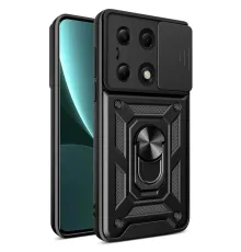 Xiaomi Poco M6 Pro 4G Kılıf Pars Lens Yüzüklü Silikon - Siyah