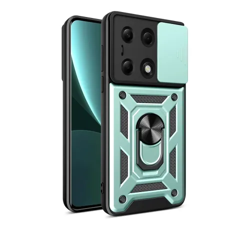 Xiaomi Poco M6 Pro 4G Kılıf Pars Lens Yüzüklü Silikon - Yeşil