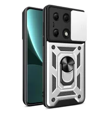 Xiaomi Poco M6 Pro 4G Kılıf Pars Lens Yüzüklü Silikon - Gümüş