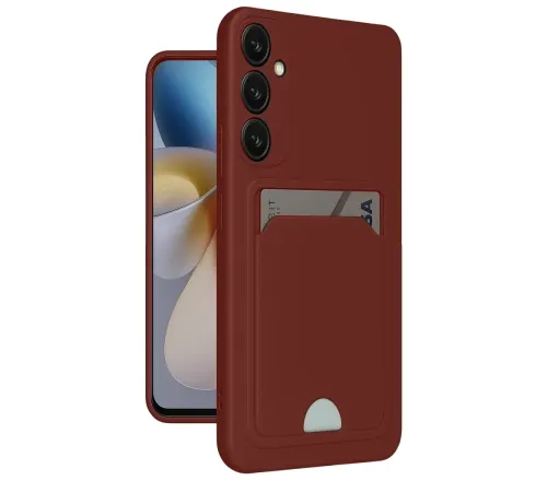 Samsung Galaxy A55 5G Kılıf Kelvin Kartvizitli Silikon - Bordo