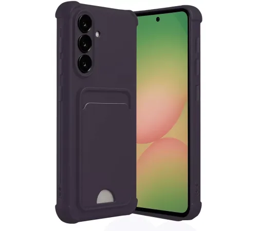 Samsung Galaxy A55 5G Kılıf Kelvin Kartvizitli Silikon - Derin Mor