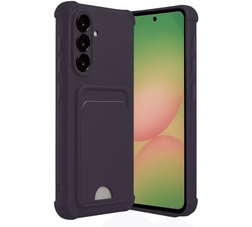 Samsung Galaxy A55 5G Kılıf Kelvin Kartvizitli Silikon - Derin Mor