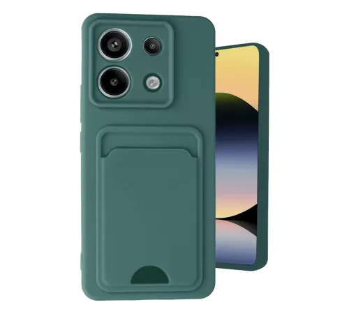 Xiaomi Redmi Note 13 Pro 5G Kılıf Kelvin Kartvizitli Silikon - Koyu Yeşil