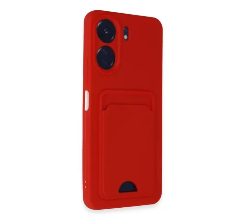 Xiaomi Redmi 13C Kılıf Kelvin Kartvizitli Silikon - Kırmızı