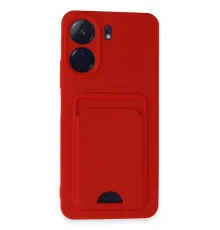 Xiaomi Redmi 13C Kılıf Kelvin Kartvizitli Silikon - Kırmızı