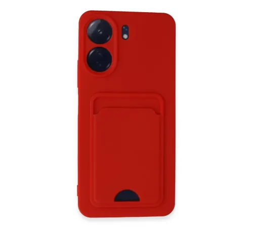 Xiaomi Redmi 13C Kılıf Kelvin Kartvizitli Silikon - Kırmızı