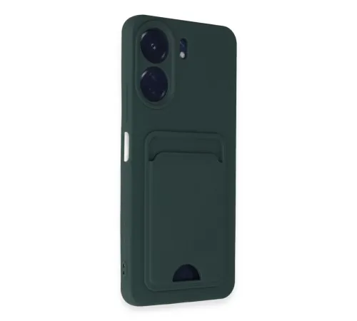 Xiaomi Redmi 13C Kılıf Kelvin Kartvizitli Silikon - Koyu Yeşil