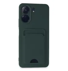Xiaomi Redmi 13C Kılıf Kelvin Kartvizitli Silikon - Koyu Yeşil