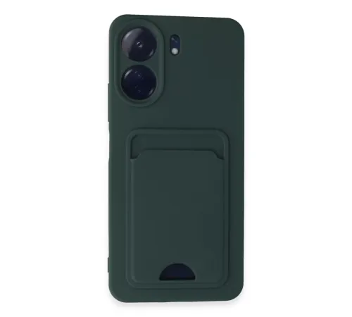 Xiaomi Redmi 13C Kılıf Kelvin Kartvizitli Silikon - Koyu Yeşil
