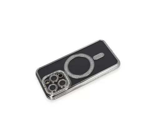 Apple iPhone 14 Pro Max Kılıf Joke Simli Magneticsafe Kılıf - Gri