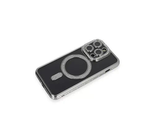 Apple iPhone 14 Pro Max Kılıf Joke Simli Magneticsafe Kılıf - Gri