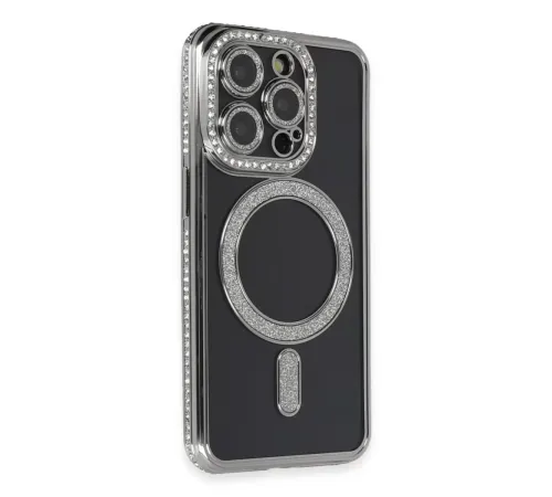 Apple iPhone 14 Pro Max Kılıf Joke Simli Magneticsafe Kılıf - Gri