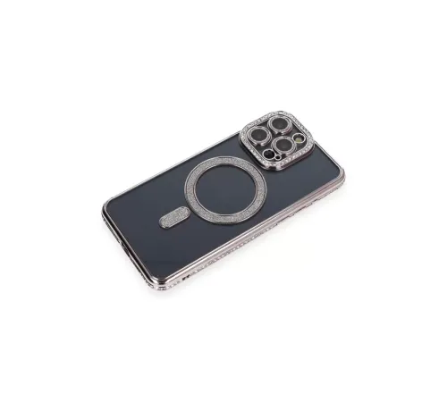 Apple iPhone 14 Pro Kılıf Joke Simli Magneticsafe Kılıf - Gri