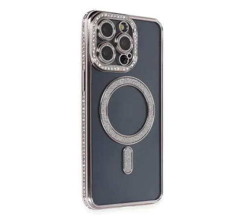 Apple iPhone 14 Pro Kılıf Joke Simli Magneticsafe Kılıf - Gri