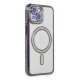 Apple iPhone 13 Kılıf Joke Simli Magneticsafe Kılıf - Derin Mor