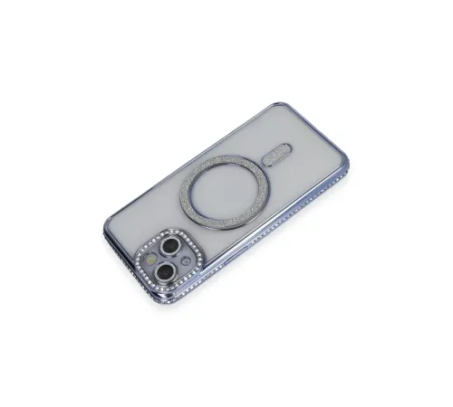 Apple iPhone 13 Kılıf Joke Simli Magneticsafe Kılıf - Mavi