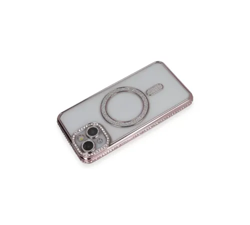 Apple iPhone 13 Kılıf Joke Simli Magneticsafe Kılıf - Pembe