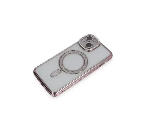 Apple iPhone 13 Kılıf Joke Simli Magneticsafe Kılıf - Pembe