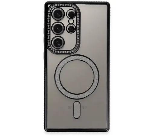 Samsung Galaxy S24 Ultra Kılıf Joke Simli Magneticsafe Kılıf - Siyah