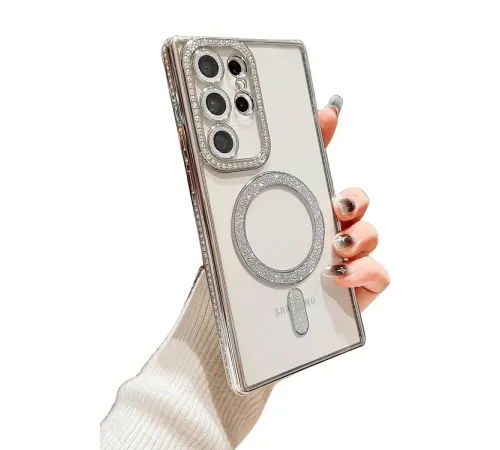 Samsung Galaxy S24 Ultra Kılıf Joke Simli Magneticsafe Kılıf - Siyah