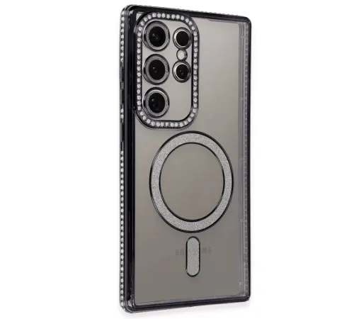 Samsung Galaxy S24 Ultra Kılıf Joke Simli Magneticsafe Kılıf - Siyah