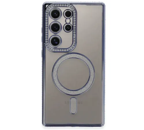 Samsung Galaxy S24 Ultra Kılıf Joke Simli Magneticsafe Kılıf - Mavi