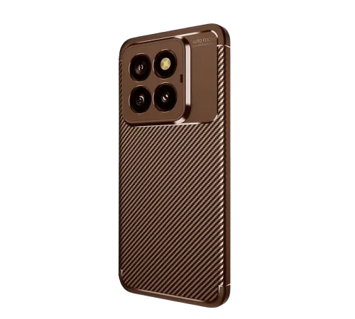 Xiaomi Mi 14T Pro Kılıf Auto Focus Karbon Kapak - Kahverengi